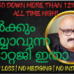 Nifty50ETF investment strategy table showing systematic ETF purchases based on Nifty50 market declines, highlighting buy rates, investment values, total invested amount, average buy price, and profit calculations.